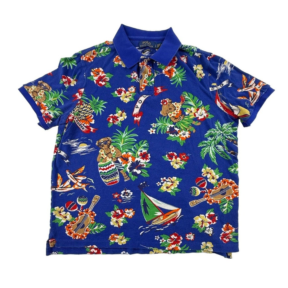 Polo Ralph Lauren Hawaiian Tropical Polo Bear AOP Polo Shirt Men's L Classic Fit